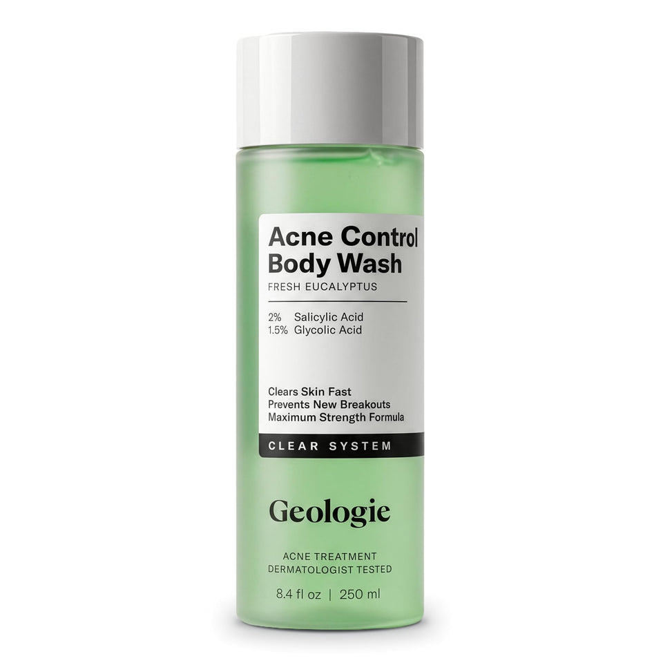 Geologie front bottle view showing acne-control benefits