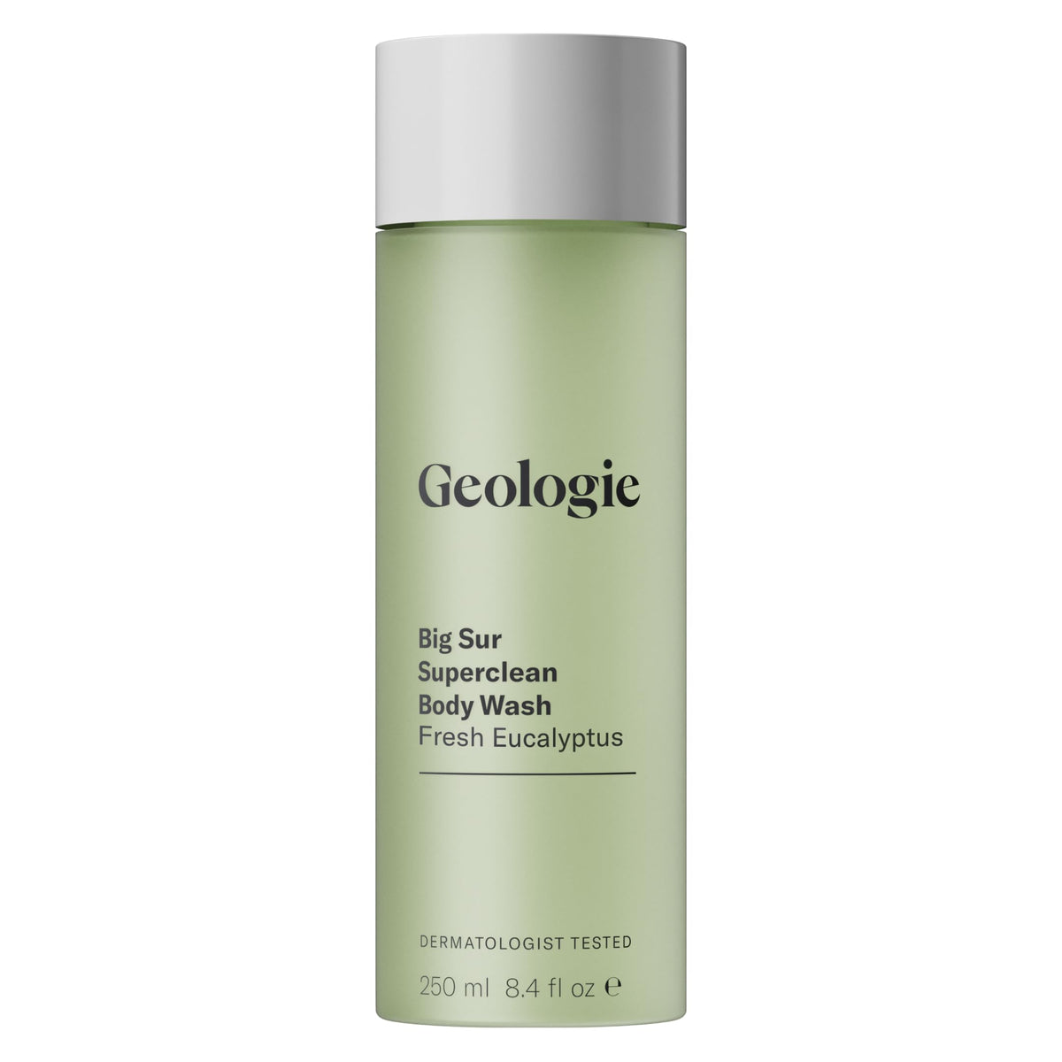 Geologie Big Sur front bottle showing label and sleek design for easy storage