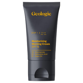 Geologie front jar showing matte cream and SPF benefit