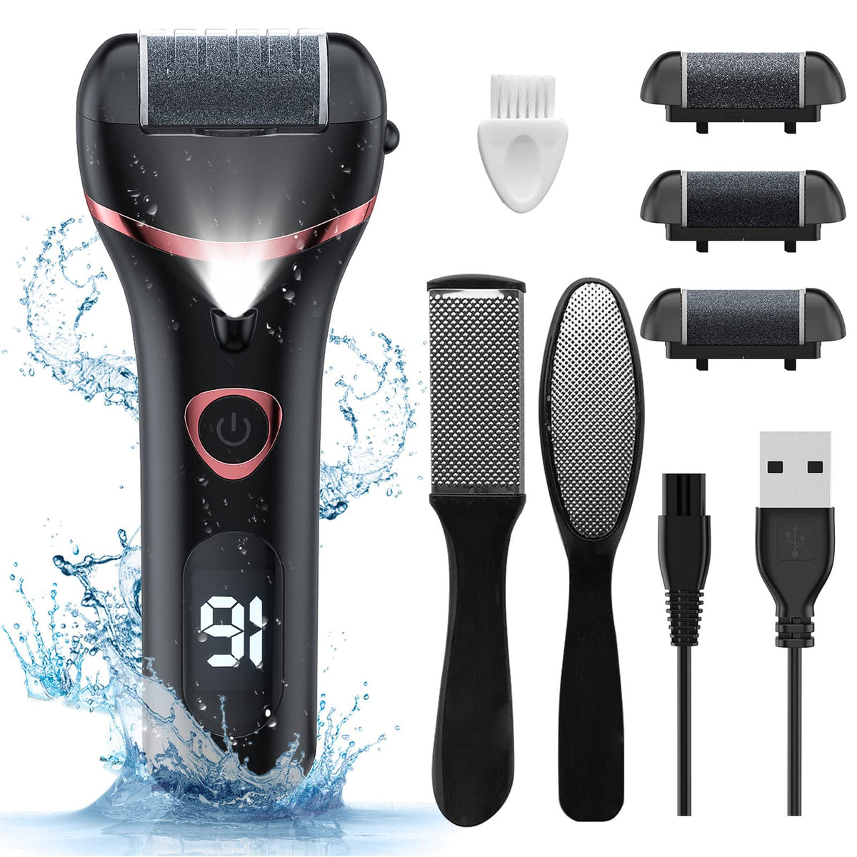 Geopu front view showing ergonomic handle and on/off controls for precise pedicure