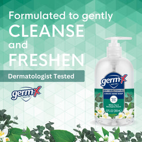 Germ-X bottle beside common items to show 12 oz scale and portability