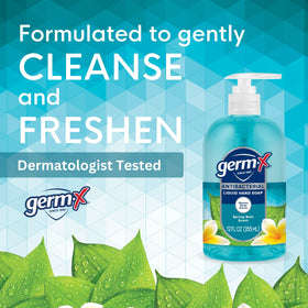 Germ-X pack of bottles on kitchen counter, keeps multiple sinks stocked benefit