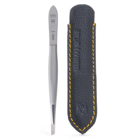 GERmanikure tweezers front view showing sleek stainless steel design and control