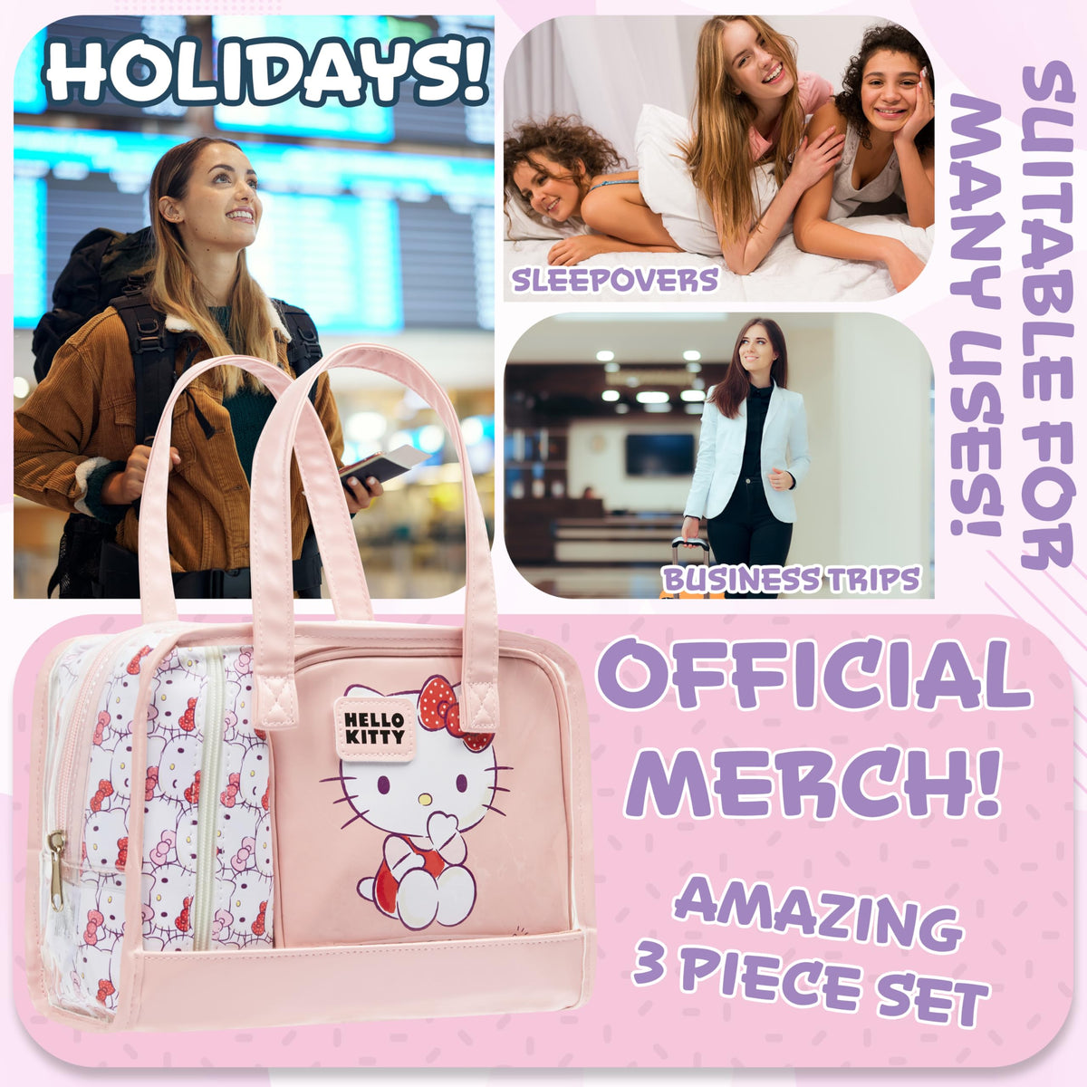 Get Trend Hello Kitty set beside suitcase showing compact size advantage