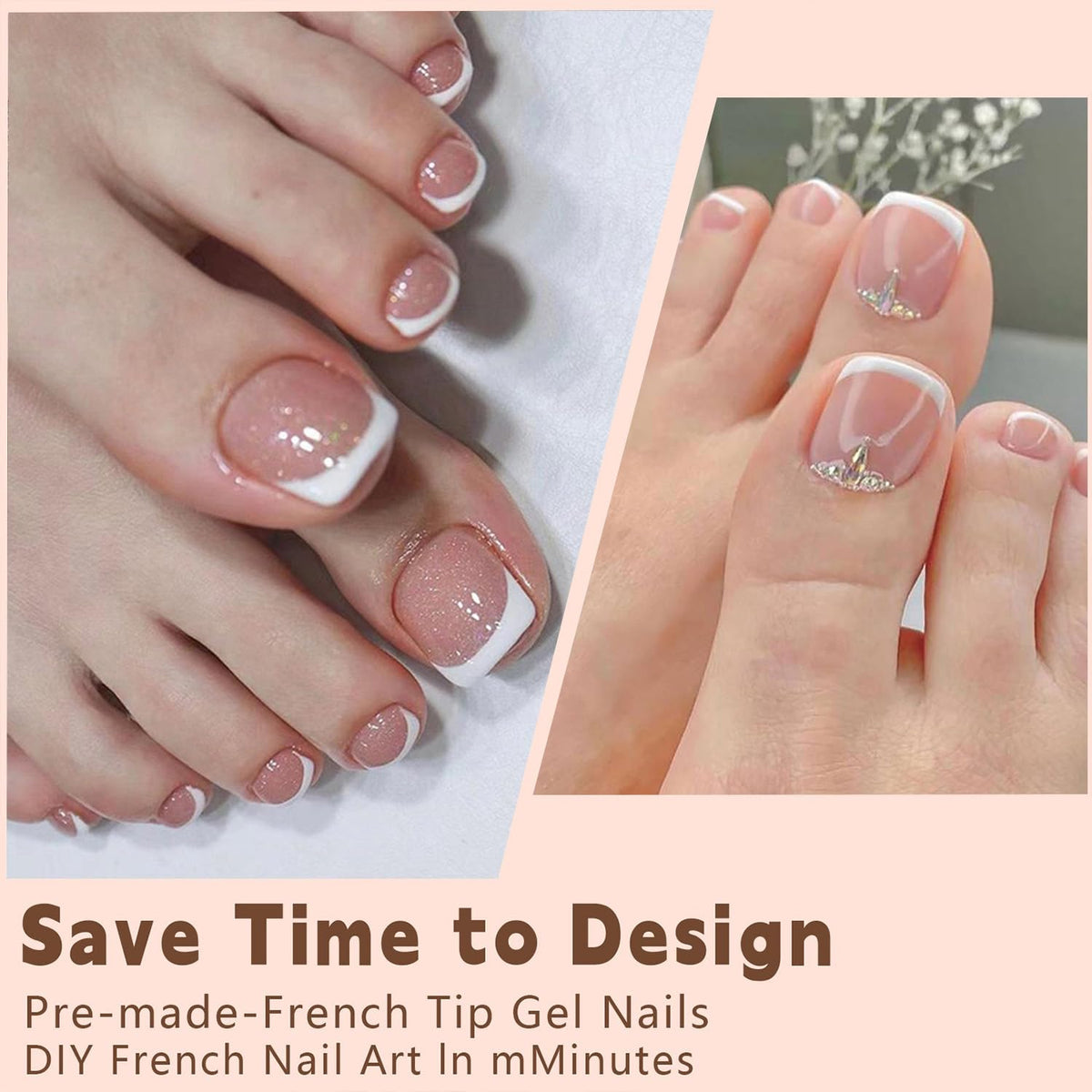 geyakal close-up of white French tip detail emphasizing neat edges and salon-style finish