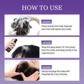 Geynaw product on scalp demonstrating even coverage and quick absorption benefit