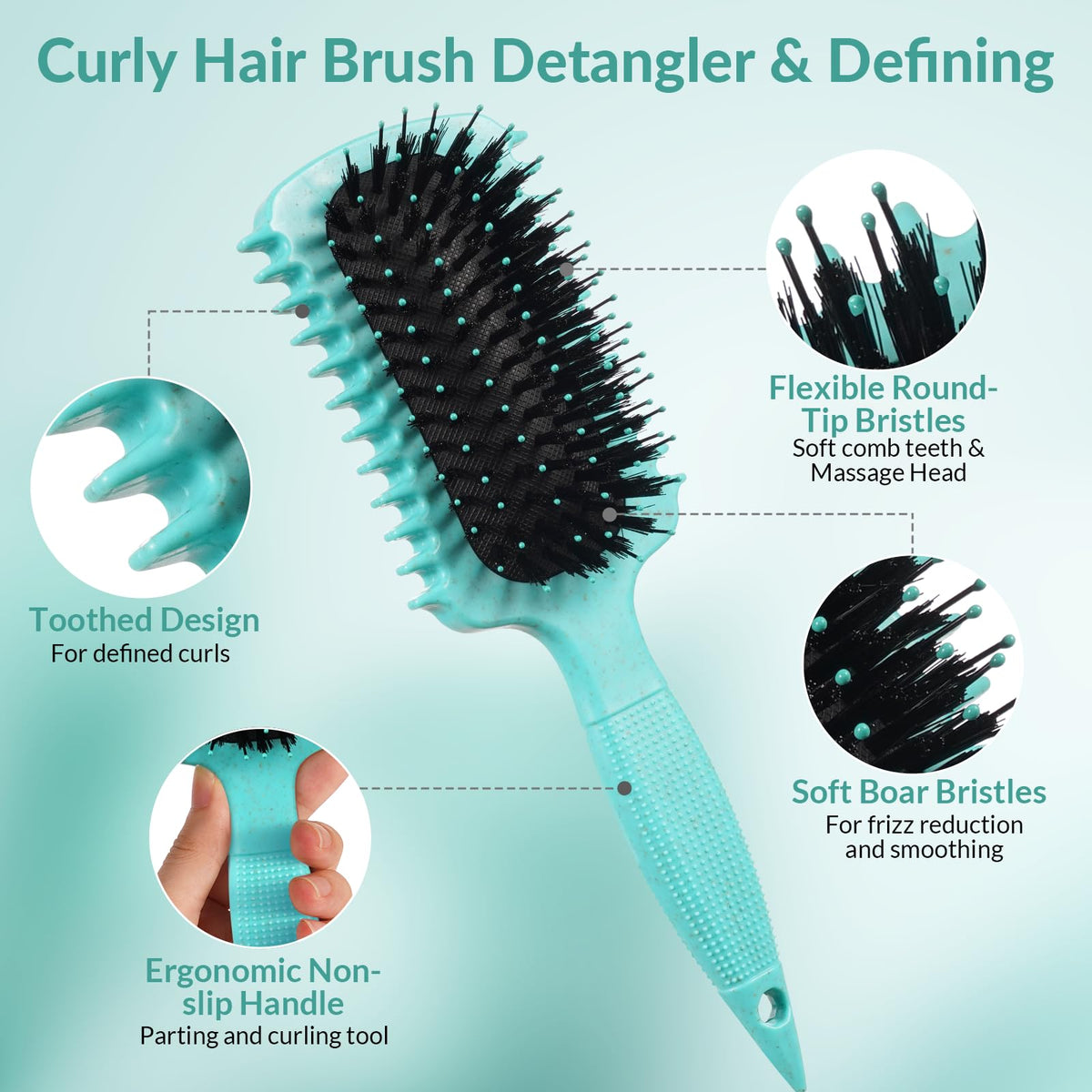 GFDCK brush handle close-up with non-slip grip for comfortable styling control