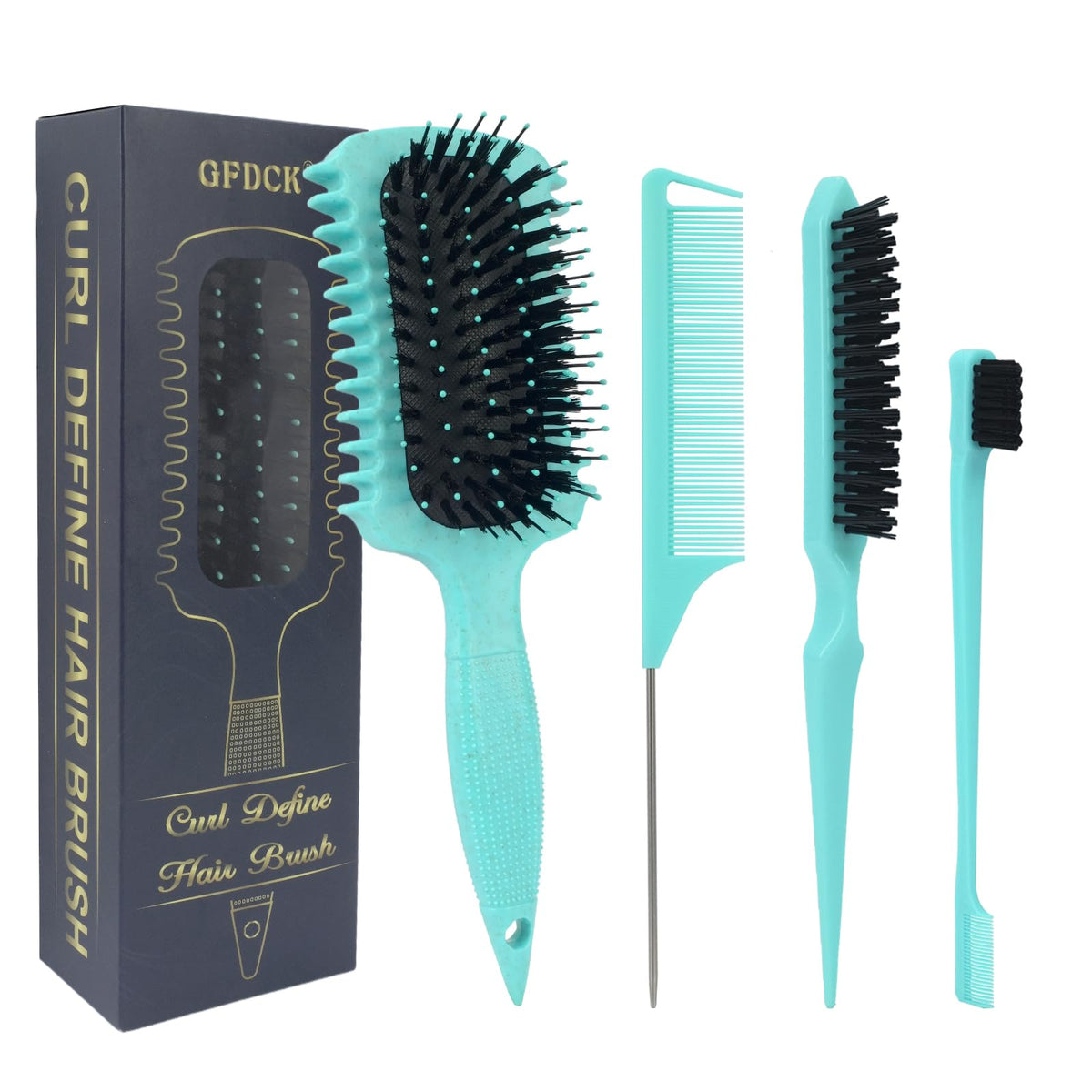 GFDCK curl defining brush front view showing shape and compact size for travel