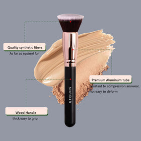 GFOUNS brushes applying liquid foundation for even, streak-free coverage