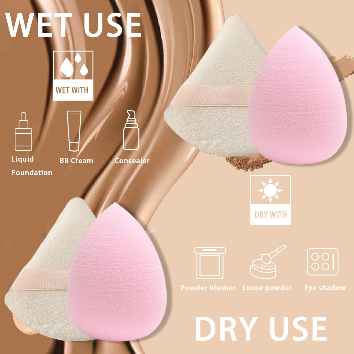GFOUNS sponge applying foundation demonstrating even coverage benefit
