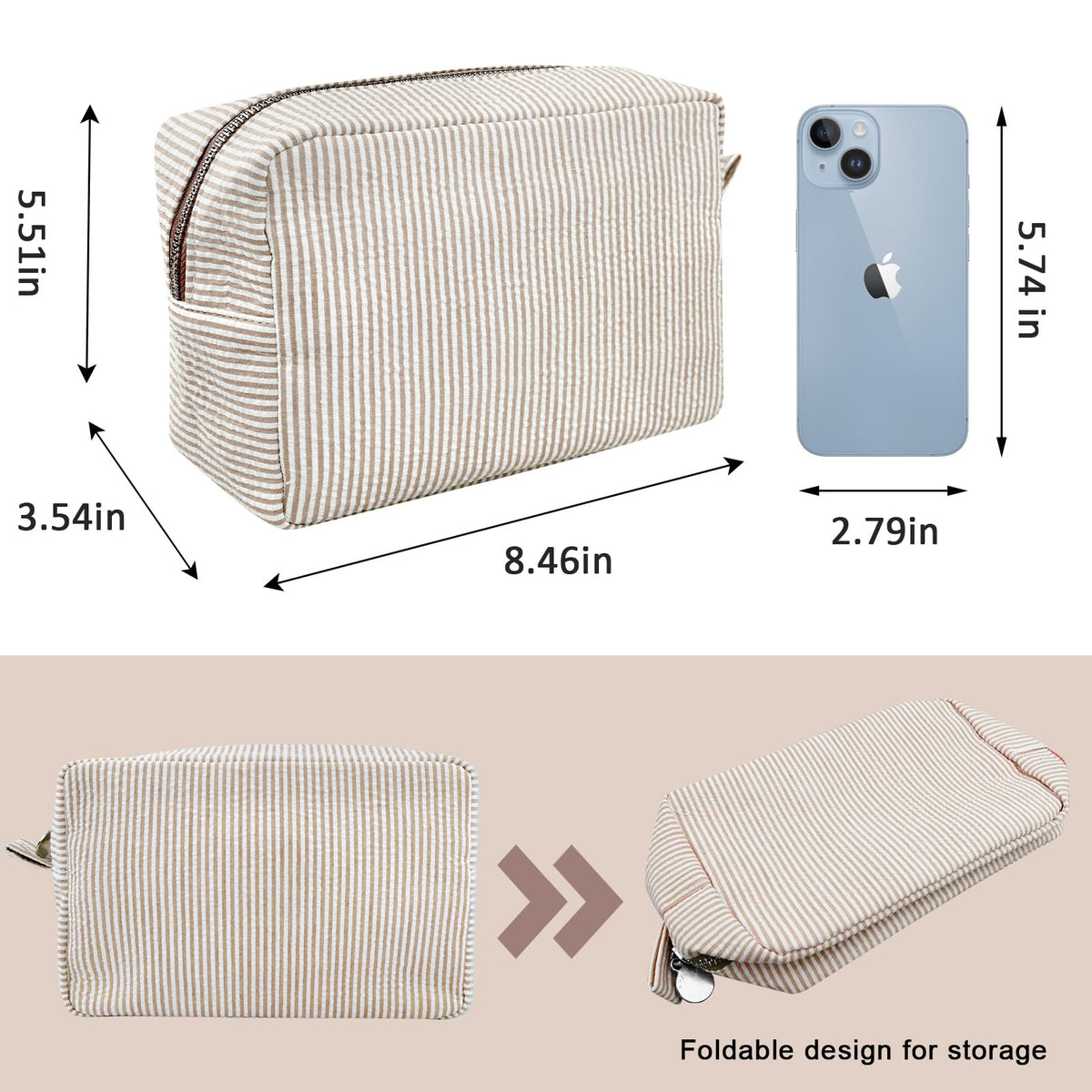 GFU cosmetic bag in hand showing scale and travel-friendly benefit