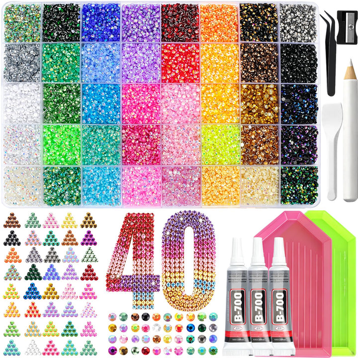 GGDECA front packaging showing full rhinestone kit and included tools for convenience