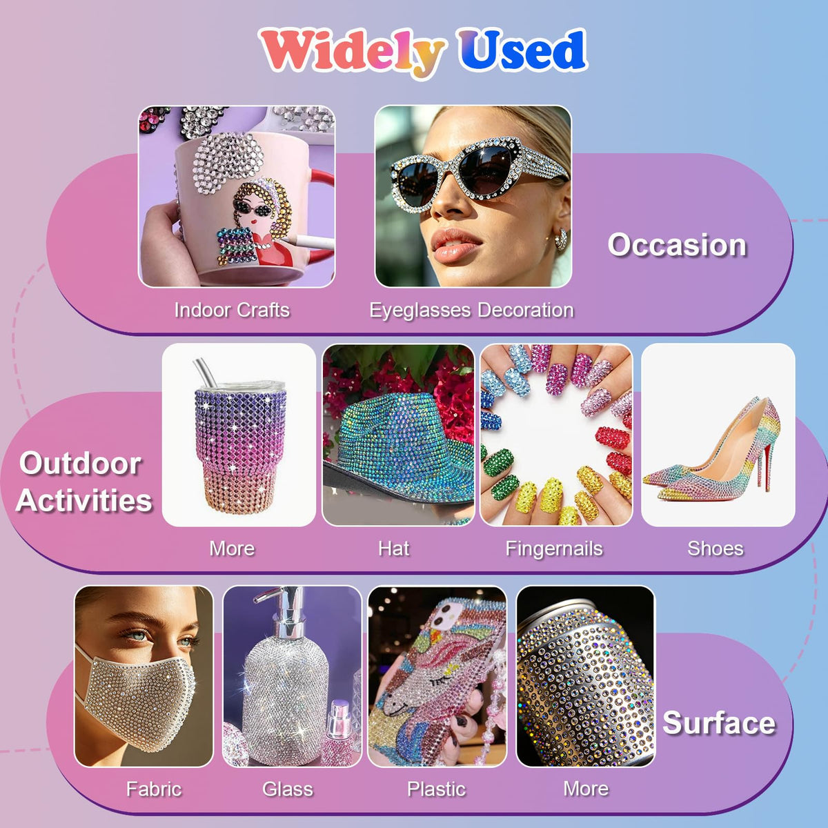 GGDECA rhinestones applied on nails demonstrating precise decorative shine