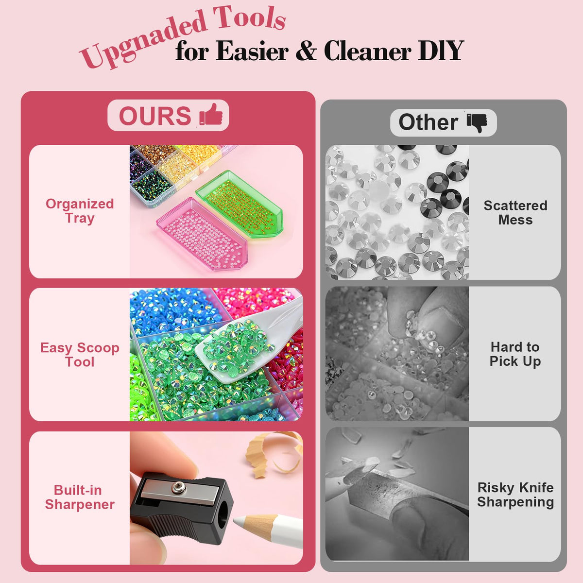 GGDECA rhinestones applied on nails showing precise small-size sparkle