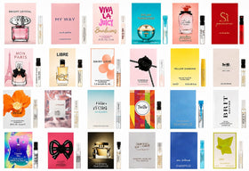 GHBB front packaging display showing all twelve mini perfume vials and variety benefits