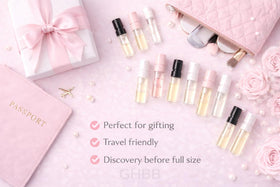 GHBB lifestyle scene on a bedside vanity suggesting daily fragrance discovery