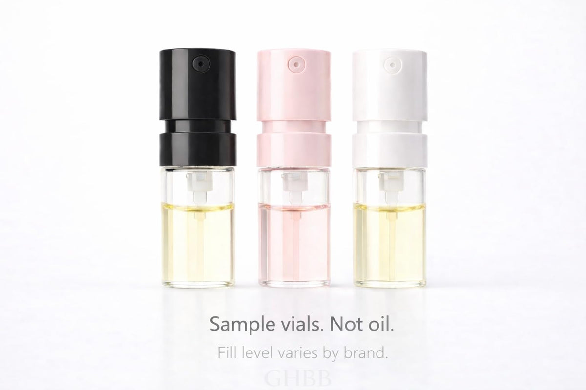 GHBB open box layout with twelve vials arranged for easy selection and comparison