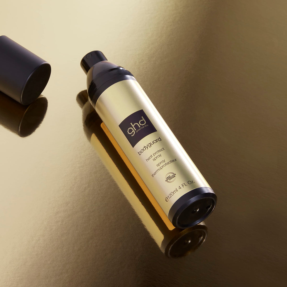 ghd Bodyguard on bathroom shelf suggesting daily styling convenience benefit