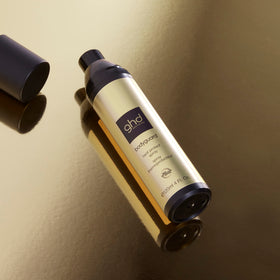 ghd Bodyguard on bathroom shelf suggesting daily styling convenience benefit