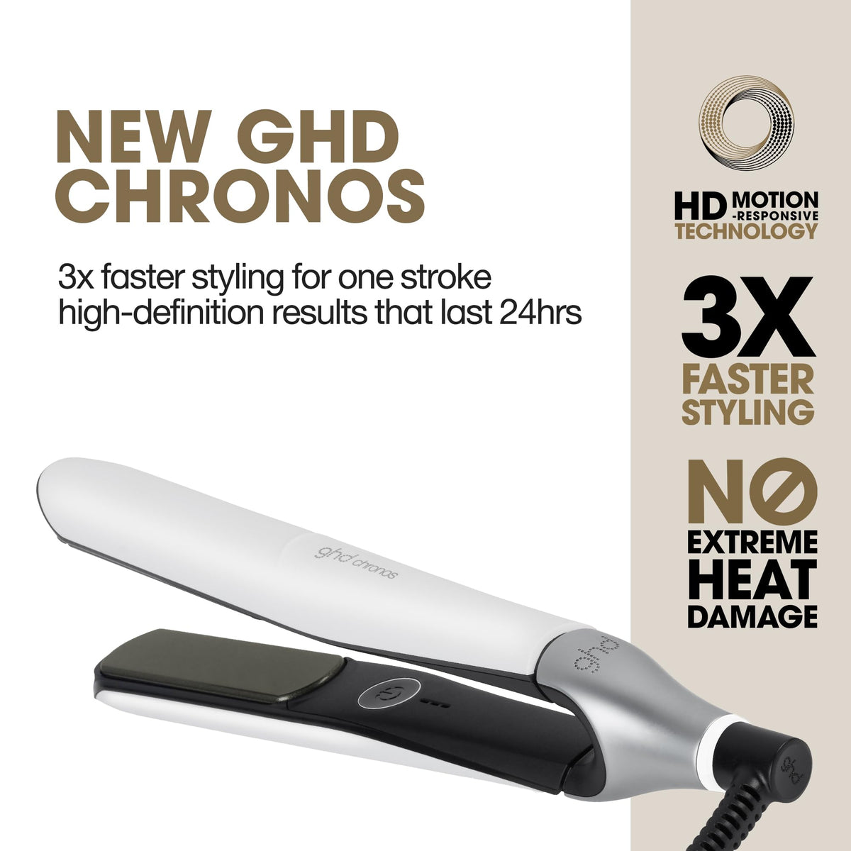 ghd Chronos ceramic plate close-up showing smooth surface for less frizz