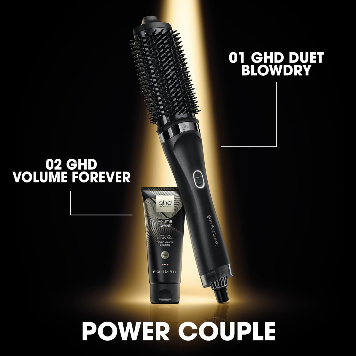 ghd Duet Blowdry with heat‑resistant bag and cleaning brush for safe storage and maintenance