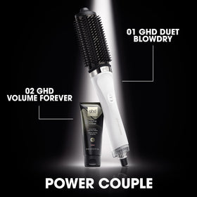 ghd Duet Blowdry with heat-resistant bag and cleaning brush showing compact storage