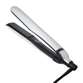 ghd Platinum+ front view in white showing sleek design and professional look