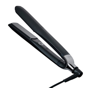 ghd Platinum+ front view showing sleek black finish and ergonomic handle for comfortable styling