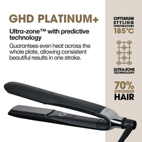 ghd Platinum+ in hand to show scale and comfortable grip for controlled styling