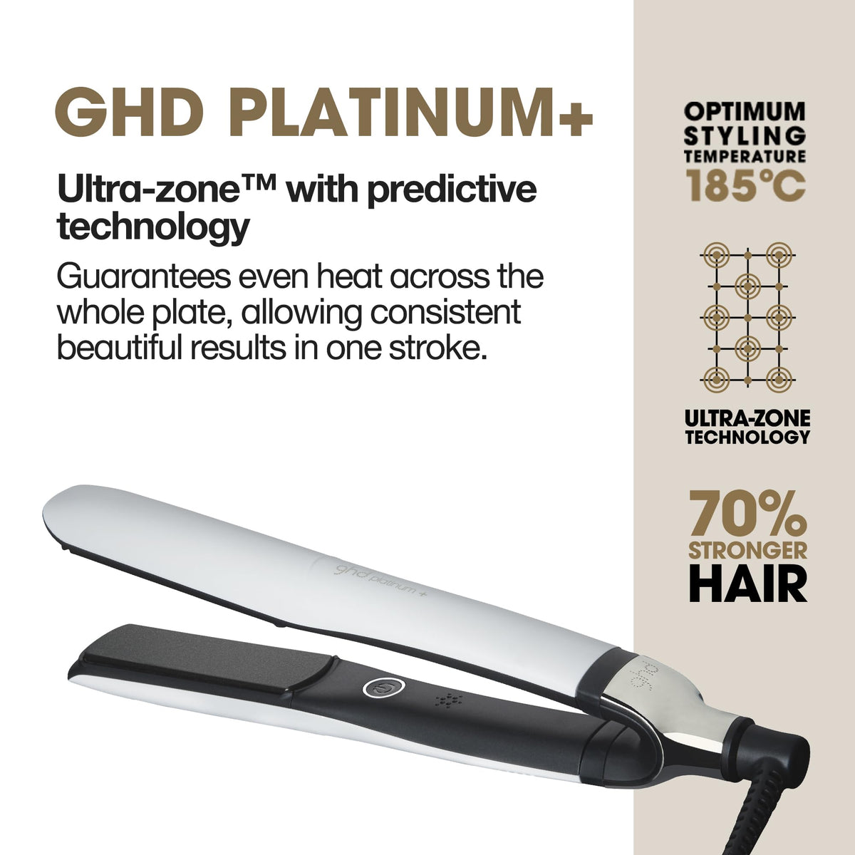 ghd Platinum+ in use smoothing hair quickly for salon results at home