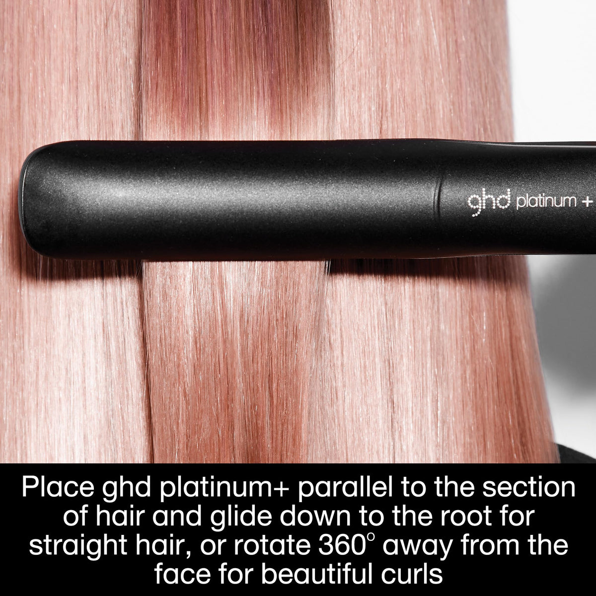 ghd Platinum+ styling soft curls on model to demonstrate versatile salon-quality results