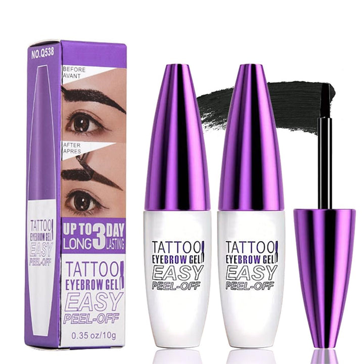 GHFCZOO front packaging showing two black peel-off brow tint gels and gift-ready box