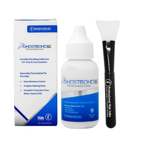 GHOSTBOND clear dry line on scalp demonstrating invisible finish