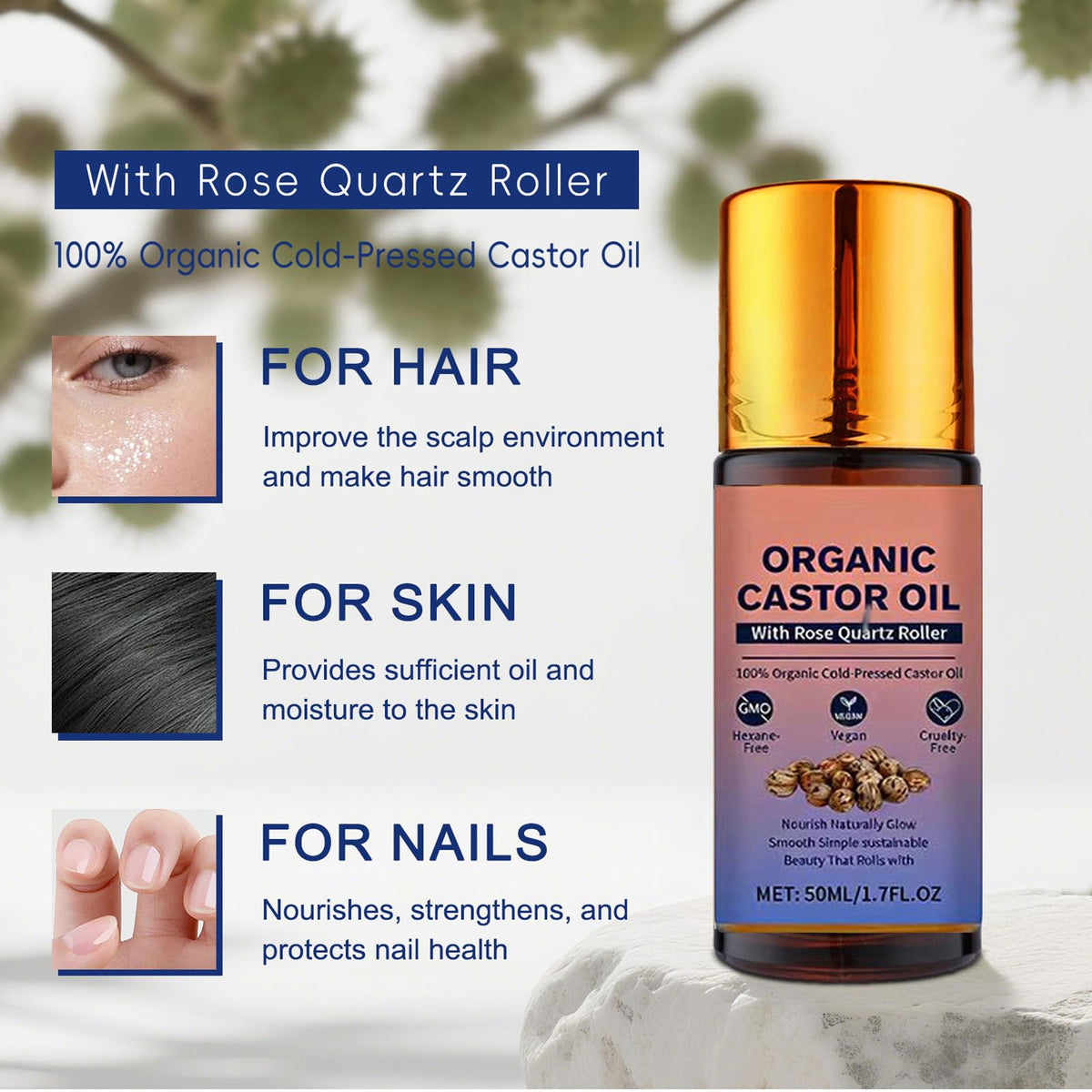 GHTPJ rose quartz roller closeup demonstrating smooth applicator and precise spread