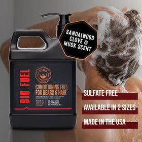 GIBS Bio Fuel applied to beard in hand, showing easier combing and softness