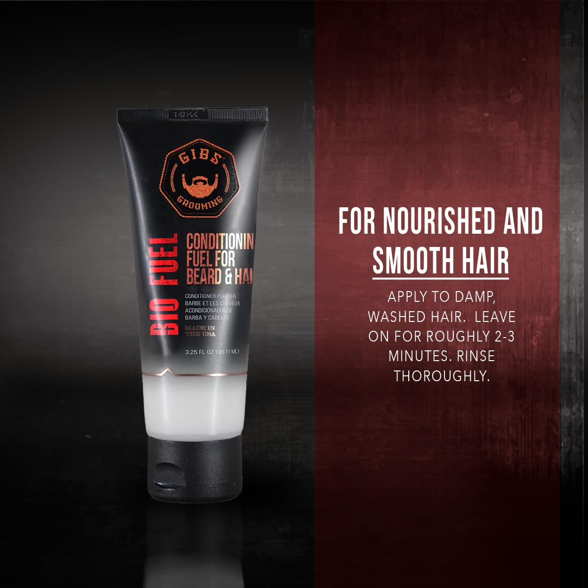 GIBS Bio Fuel used in shower on scalp illustrating rinse-out application and clean results