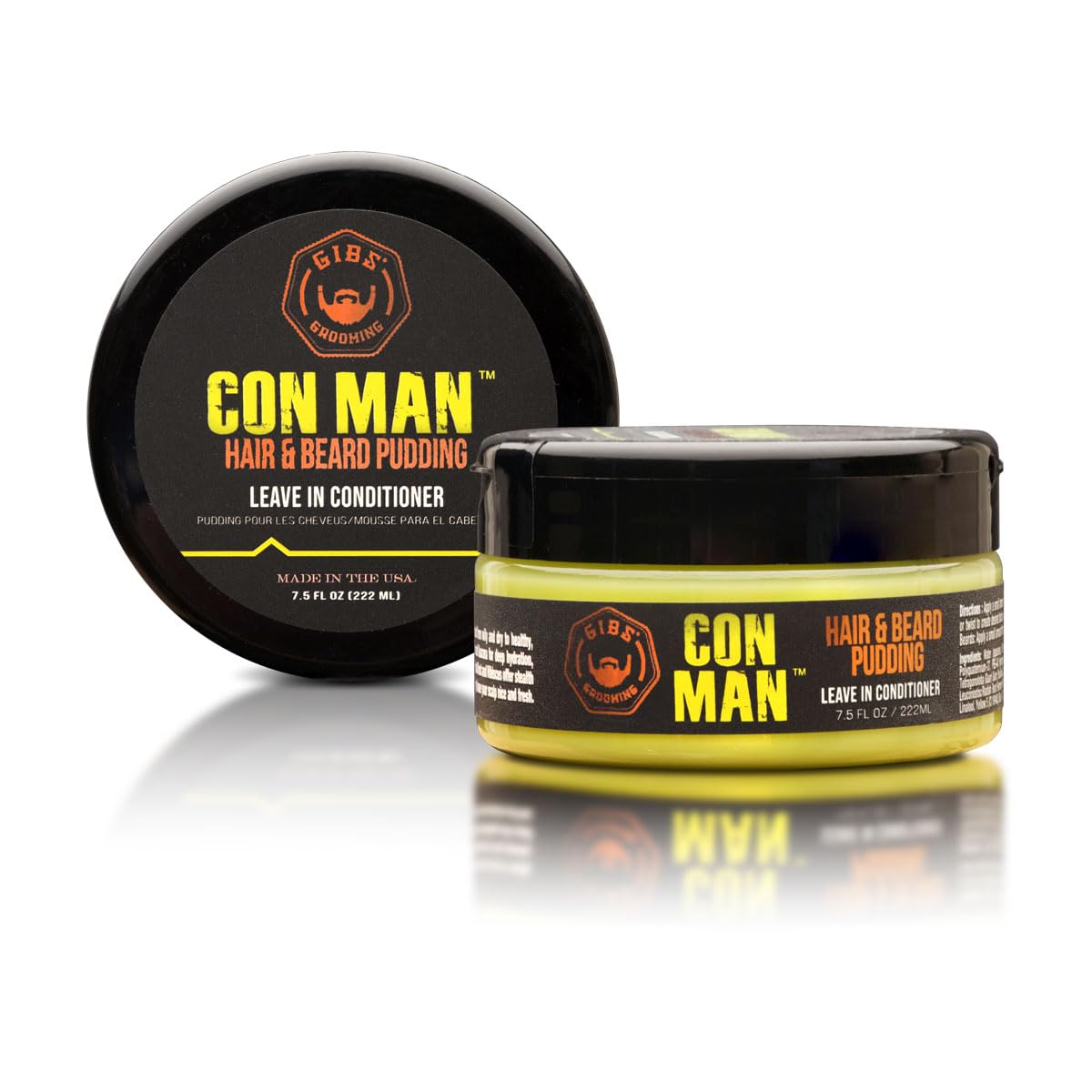 GIBS Con Man front jar showing label and size, highlights versatile conditioning