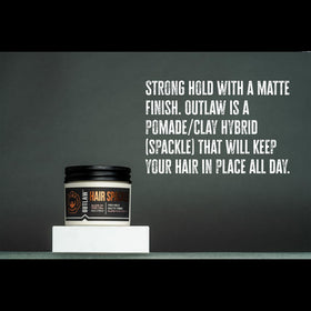 GIBS Outlaw styled hair comparison showing textured matte finish and definition