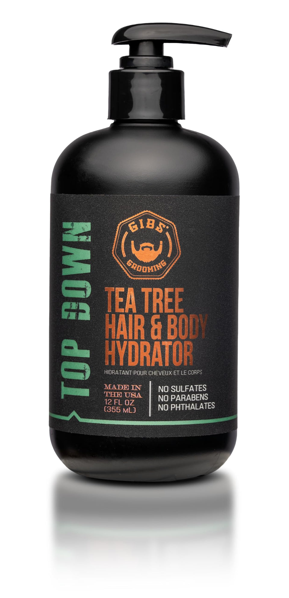 GIBS bottle front label showing product name and 12 oz size, clear view benefits