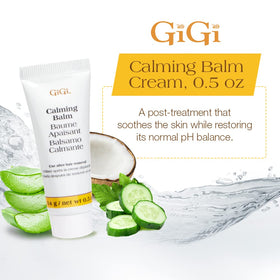 GIGI calming balm jar detail showing creamy texture and soothing finish