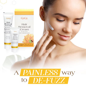 GIGI cream texture spread on fingertip showing smooth cucumber aloe formula