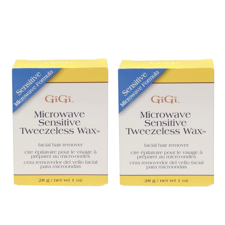 GIGI front packaging showing microwave tweezeless wax for quick preparation and gentle removal