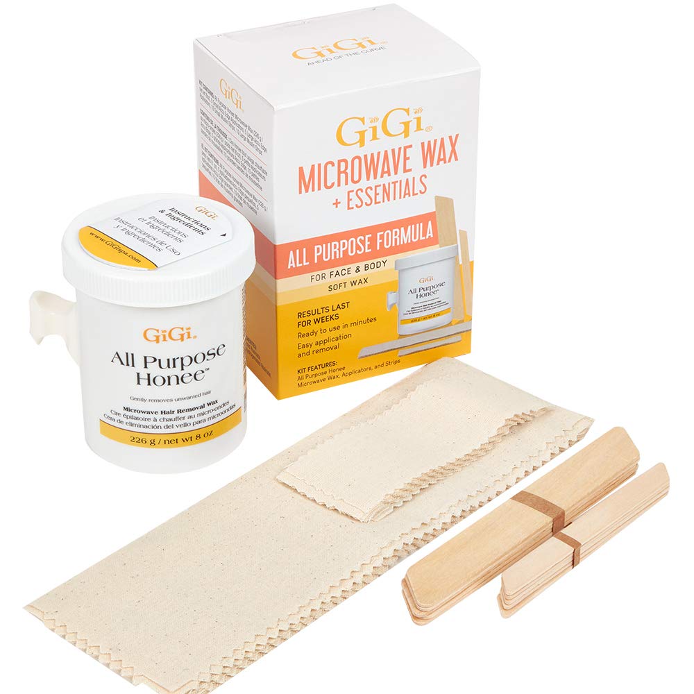 GIGI front packaging showing the microwave wax kit and what’s included for convenience