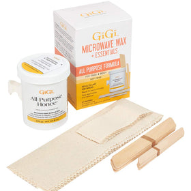 GIGI front packaging showing the microwave wax kit and what’s included for convenience
