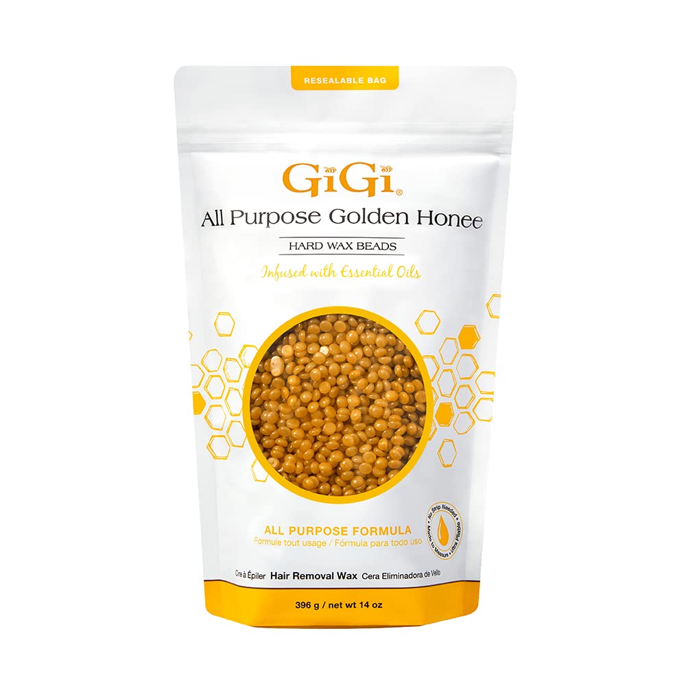 GIGI golden honee front pouch showing resealable bag and 14 oz label for easy storage