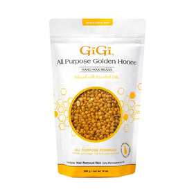 GIGI golden honee front pouch showing resealable bag and 14 oz label for easy storage
