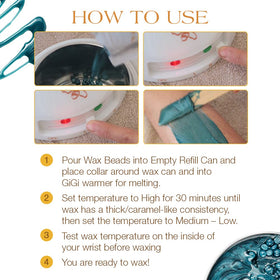 GIGI refill can in bathroom setup illustrating salon-quality home waxing