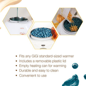 GIGI refill can with hardened wax removed for easy reuse and storage