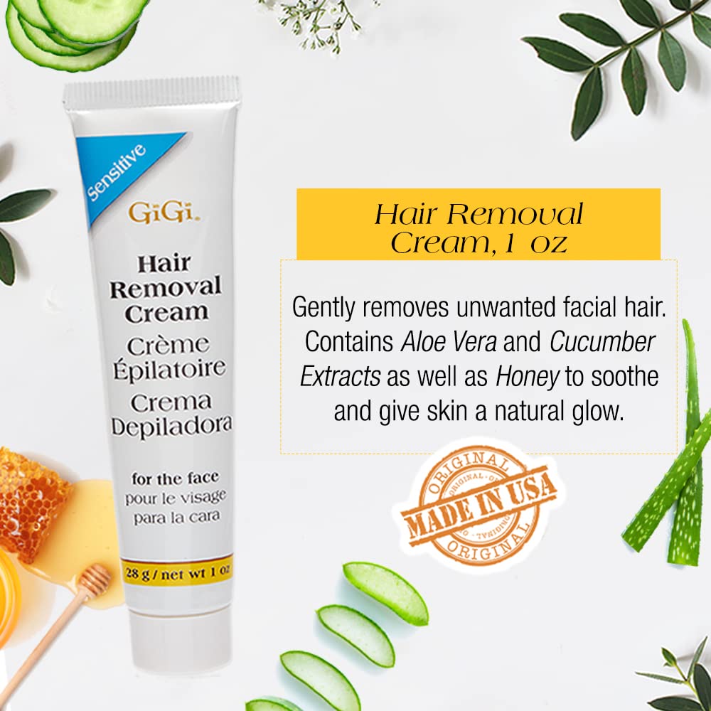 GIGI Slow Grow tube detail showing soothing formula for calmer post-treatment skin