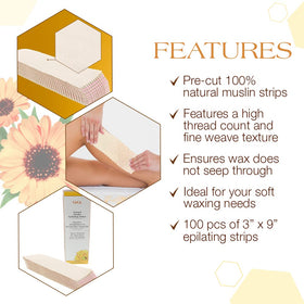 GIGI strip applied to wax on leg for efficient hair removal demonstration